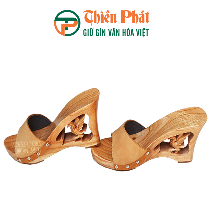 guốc mộc cho nữ cao 9cm làm từ gỗ xoan cao cấp