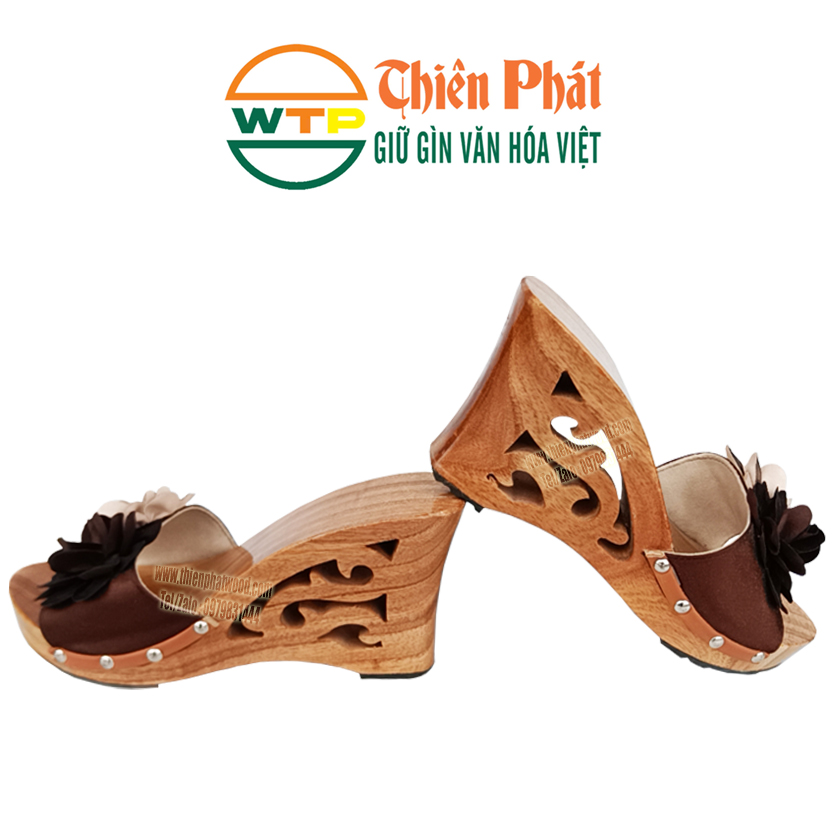 guốc gỗ lọng hoa văn cổ truyền cao 10cm