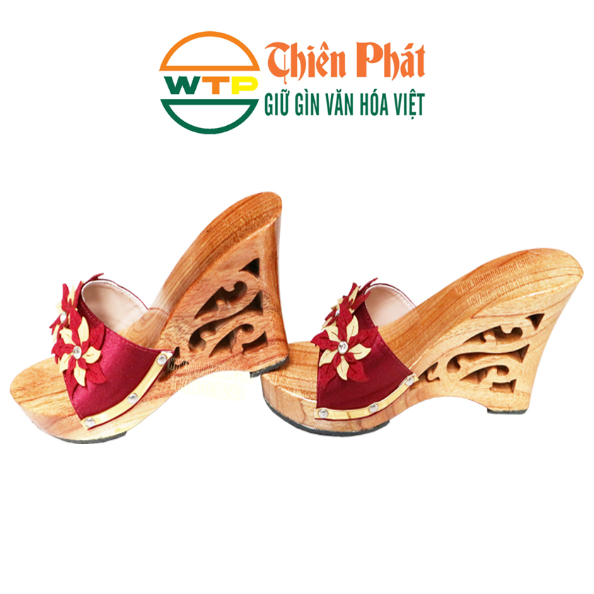 guốc lọng cổ truyền cao 10cm cho nữ thích màu cam