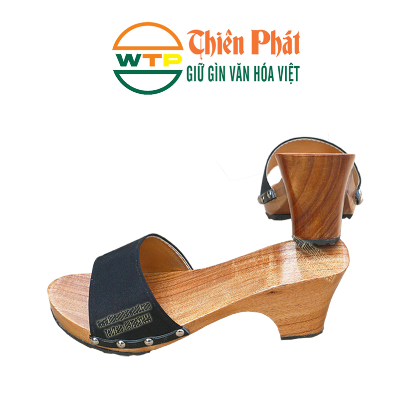 guốc mộc cao gót 7cm làm từ gỗ xoạn tự nhiên