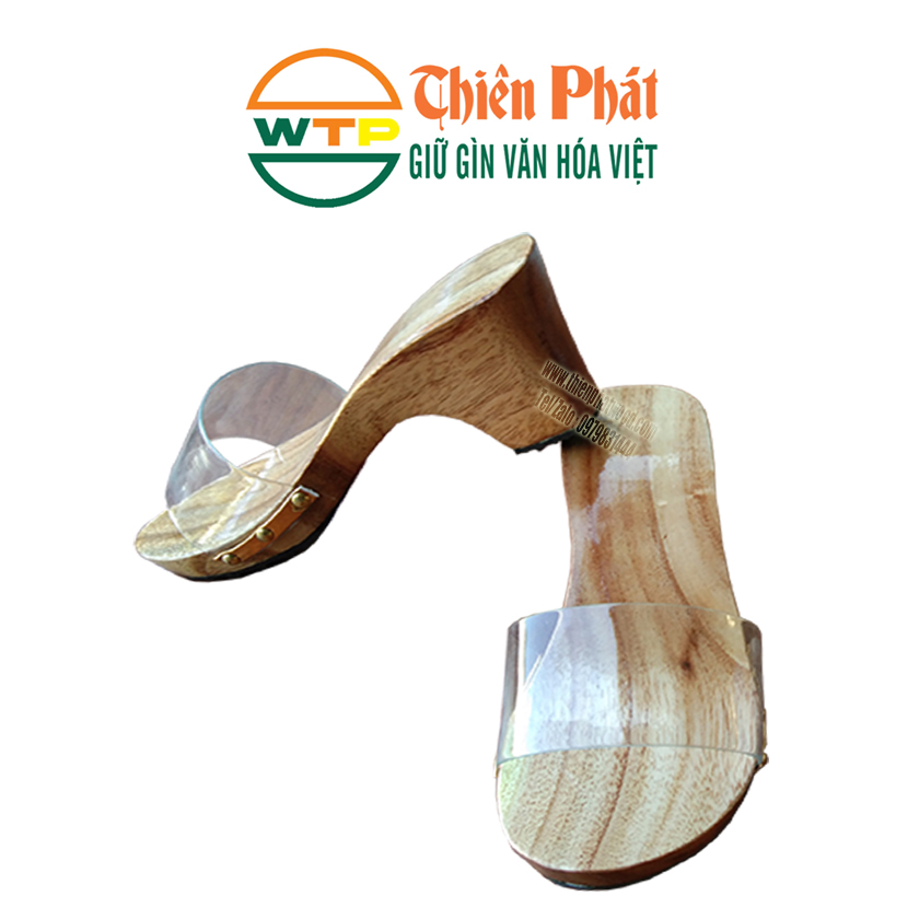 guốc mộc nữ dang cao 7cm quai nhựa trong suốt