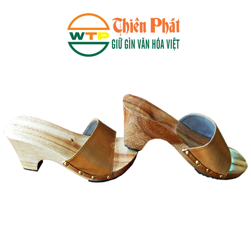 guốc gỗ quai vạt vàng nhẹ nhàng, nữ tính
