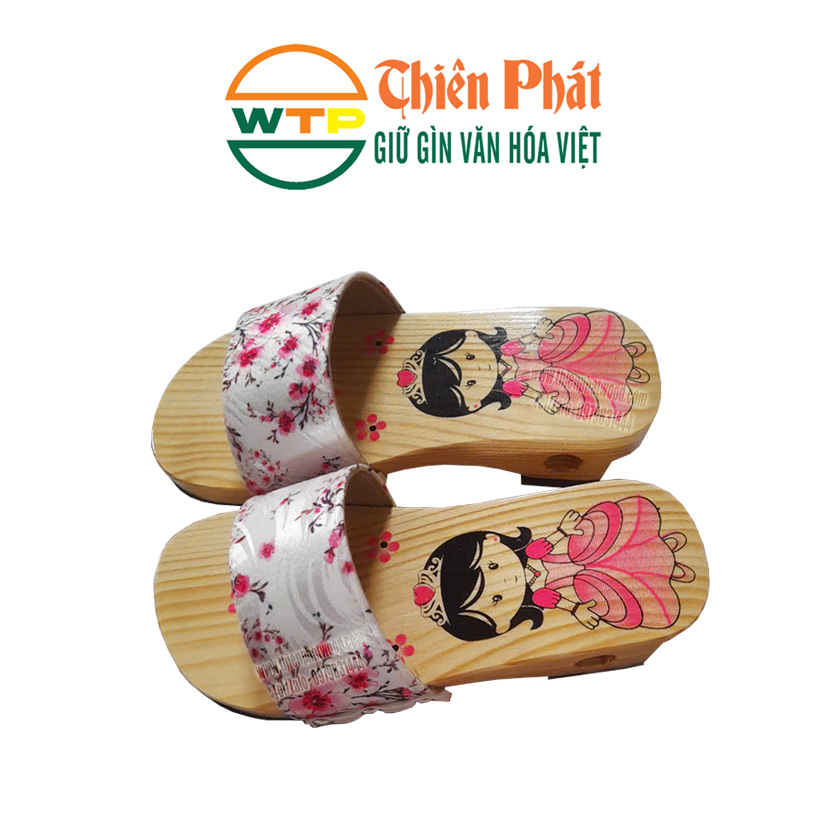 guốc gỗ trẻ em cao 3cm in hình công chúa cho bé gái