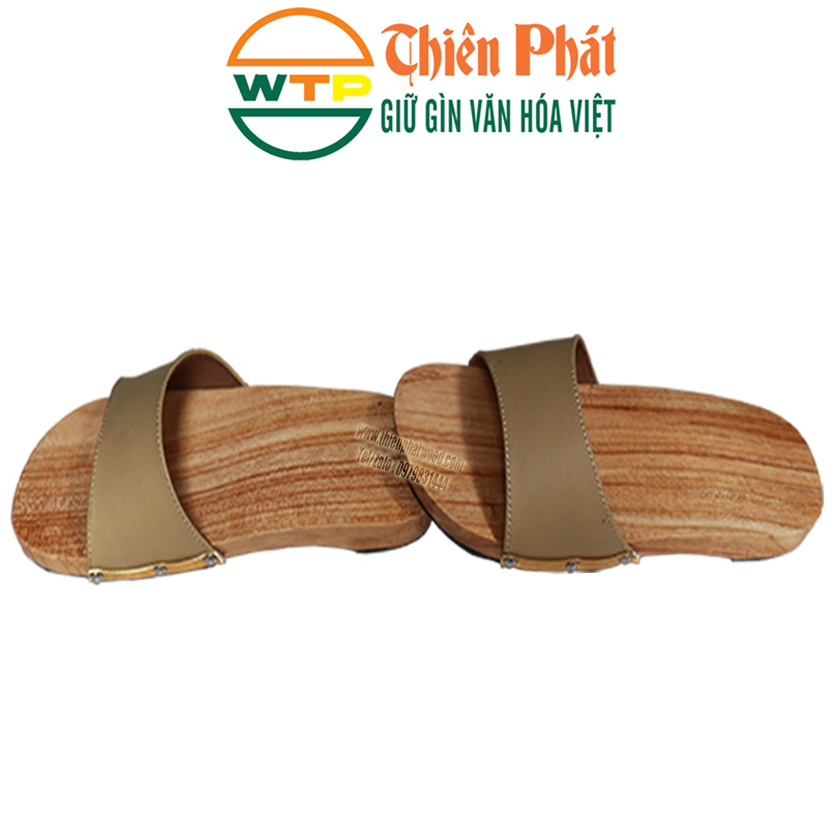 guốc gỗ nam nữ màu kem sẫm màu dễ phối đồ