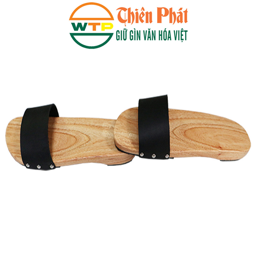 guốc gỗ truyền thống quai lụa màu đen sạch và sang