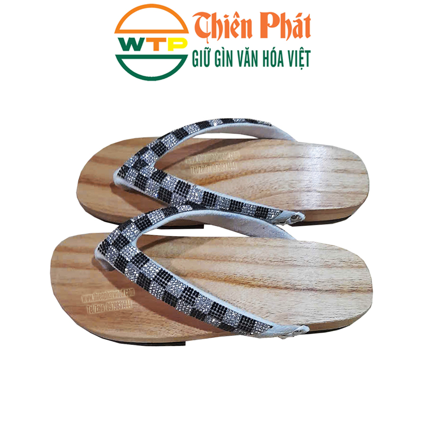 Guốc mộc quai kẹp đính đá lấp lánh