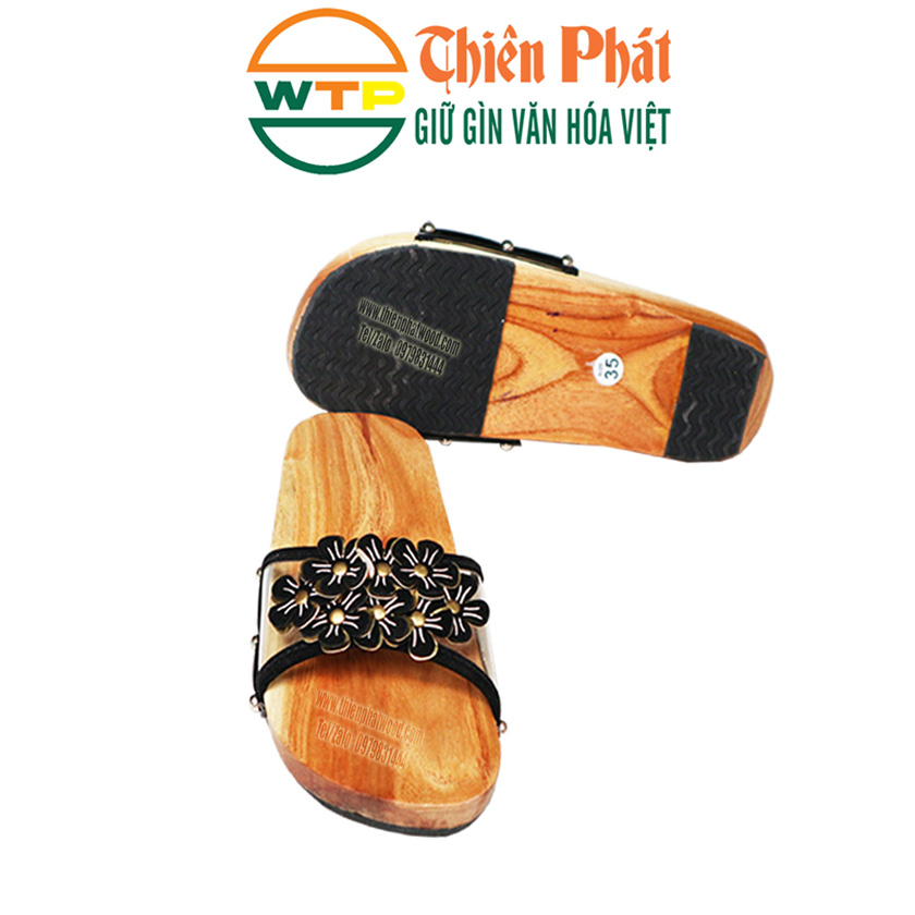 guốc mộc truyền thống cao 3cm làm từ gỗ xoan tự nhiên