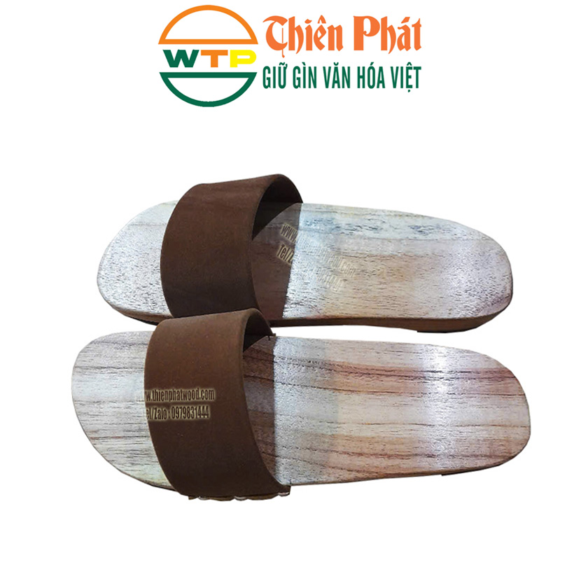guốc gỗ quai nhung màu nâu hợp cho cả nam và nữ